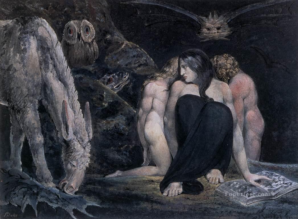Hécate O Las Tres Parcas Romanticismo Edad Romántica William Blake Pintura al óleo